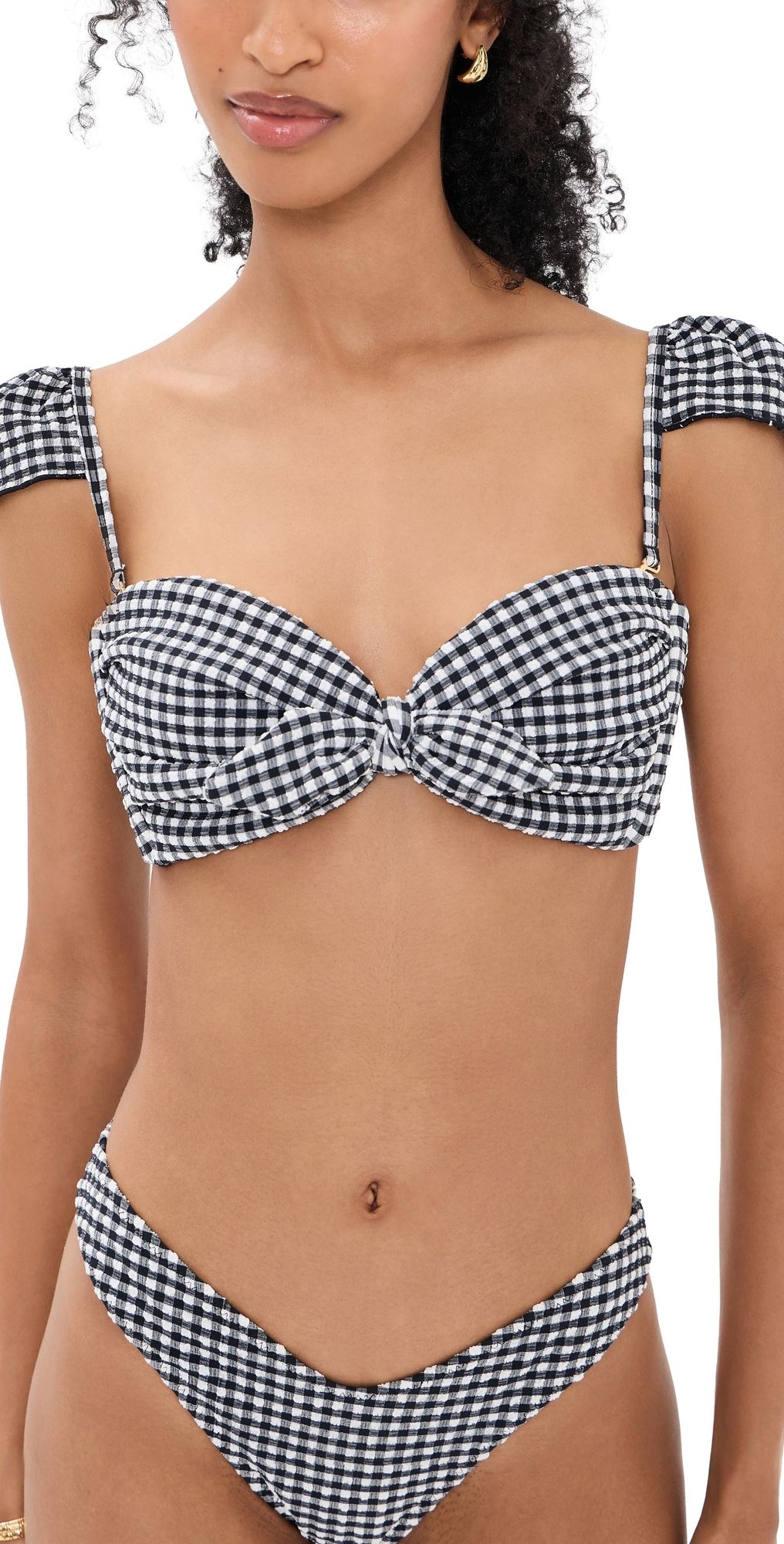 Montce Gingham Cabana Bikini Top Black & White Gingham L