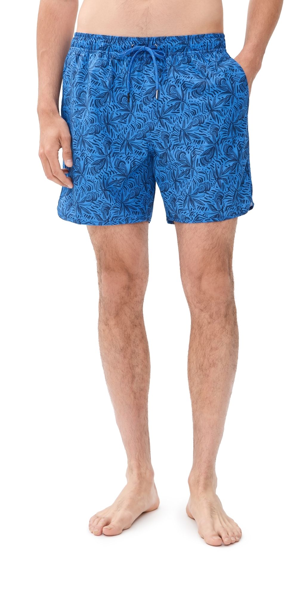 Fair Harbor The Anchor Swim Trunks 6 Azure Painted Leaves XXL