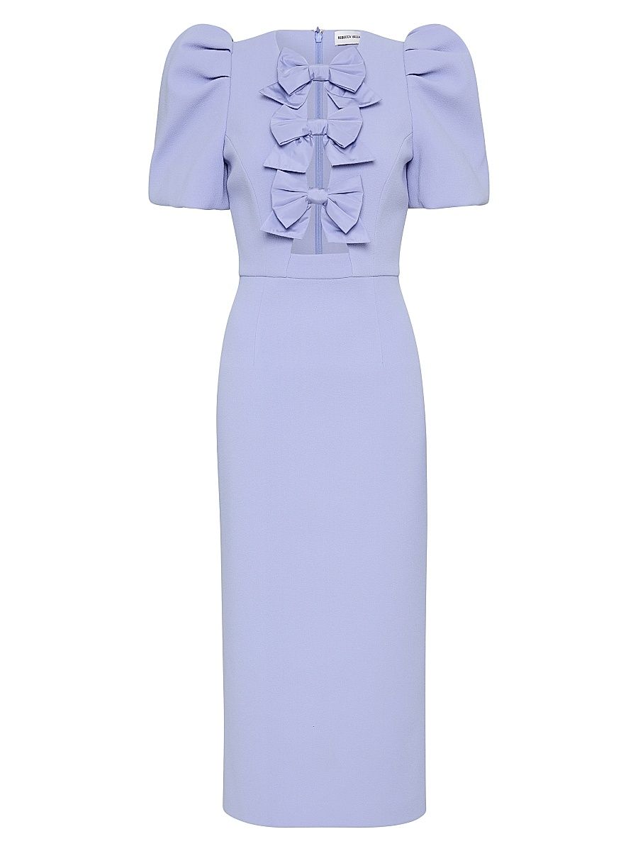 Women's Annabelle Bow-Detailed Crepe Midi-Dress - Blue - Size 2