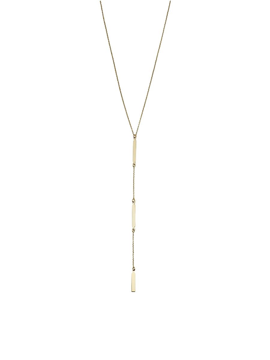 Women's 14K Yellow Solid Gold Brooklyn Bar Station Drop Necklace - Yellow Gold