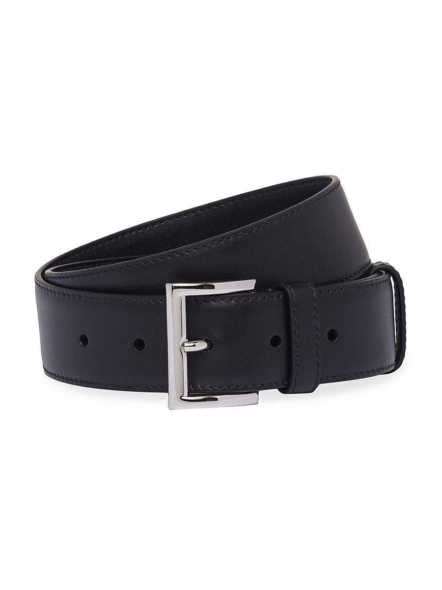 Women's Leather Belt - Black Silver - Size 30