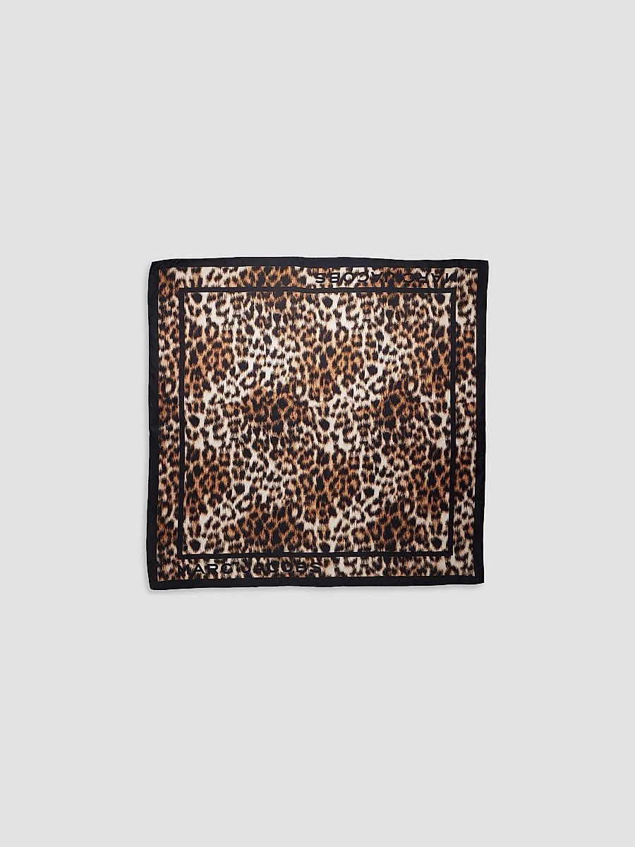 Women's Leopard Silk Scarf - Brown Multi