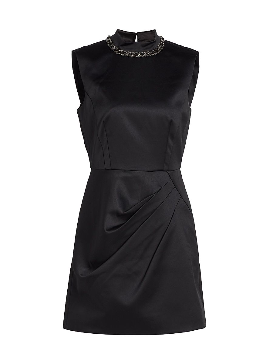 Women's Flora Satin Minidress - Black - Size 12