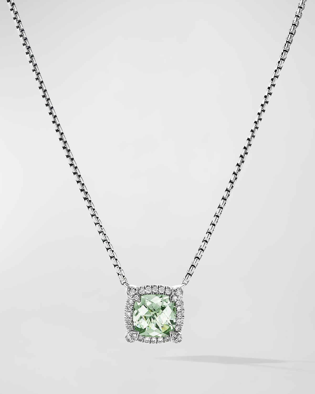 7mm Chatelaine Pendant Necklace with Gemstone and Diamonds in Silver
