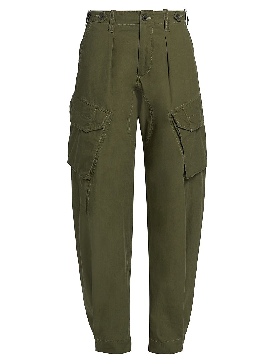 Women's Barrel Cotton Cargo Pants - Olive Green - Size XS
