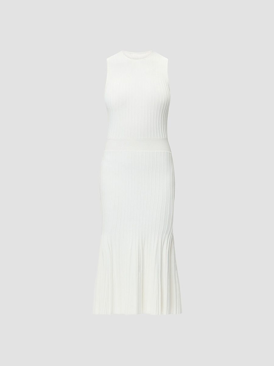 Women's The Lauren Rib-Knit Midi Dress - Alabaster - Size XS
