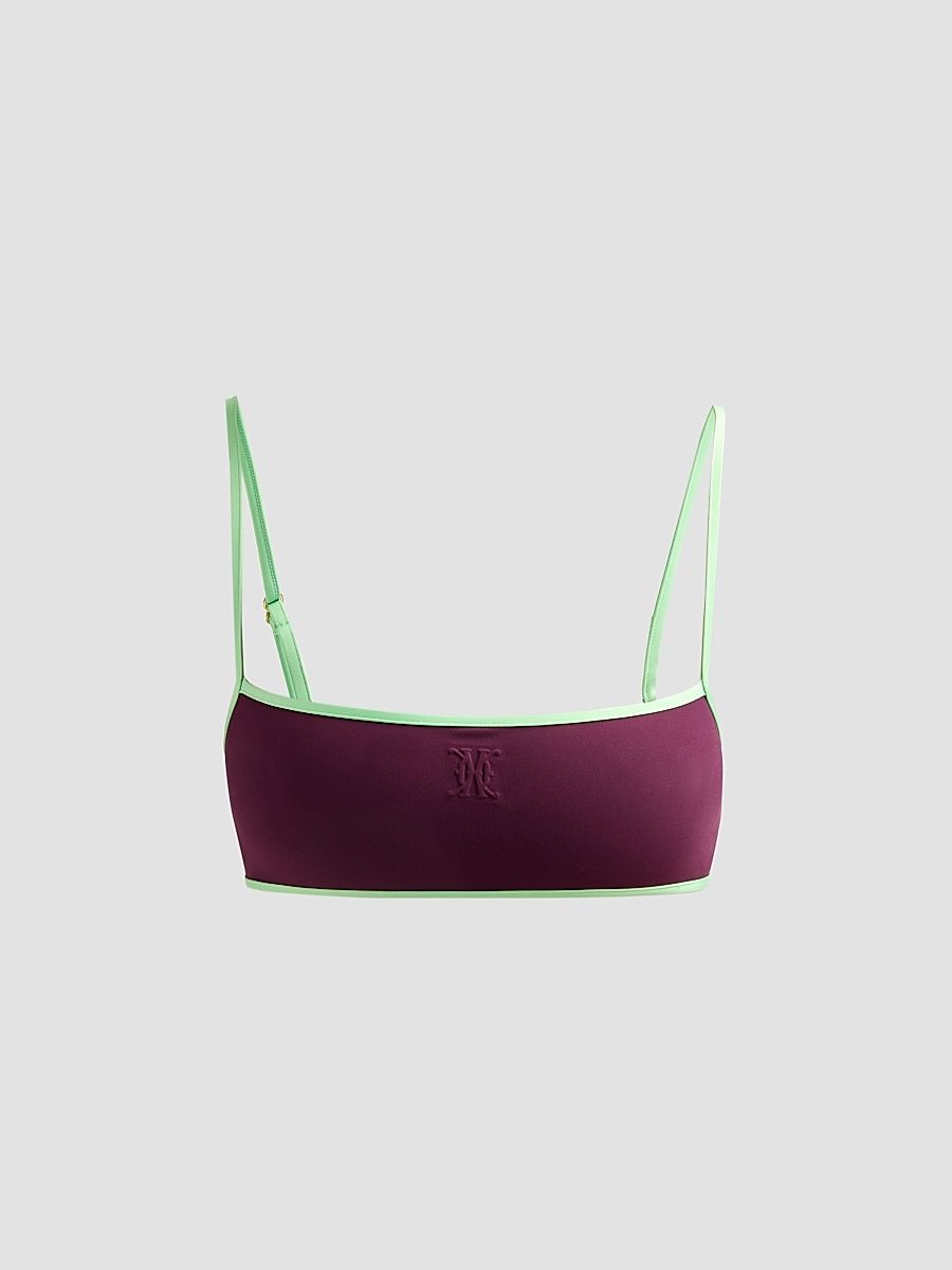 Women's Contraste Straight Neck Bikini Top - Pelouse Plum - Size Medium