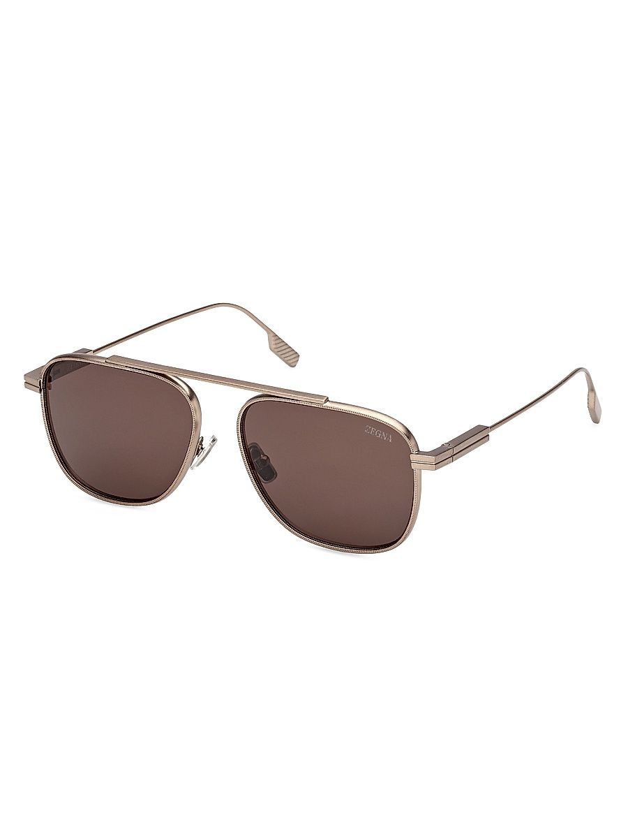 Men's 57MM Round Sunglasses - Light Bronze Brown