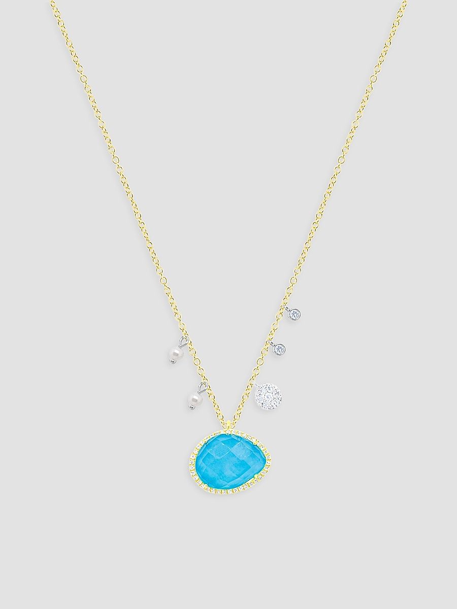Women's 14K Yellow Gold & Multi-Stone Pendant Necklace - Yellow Gold
