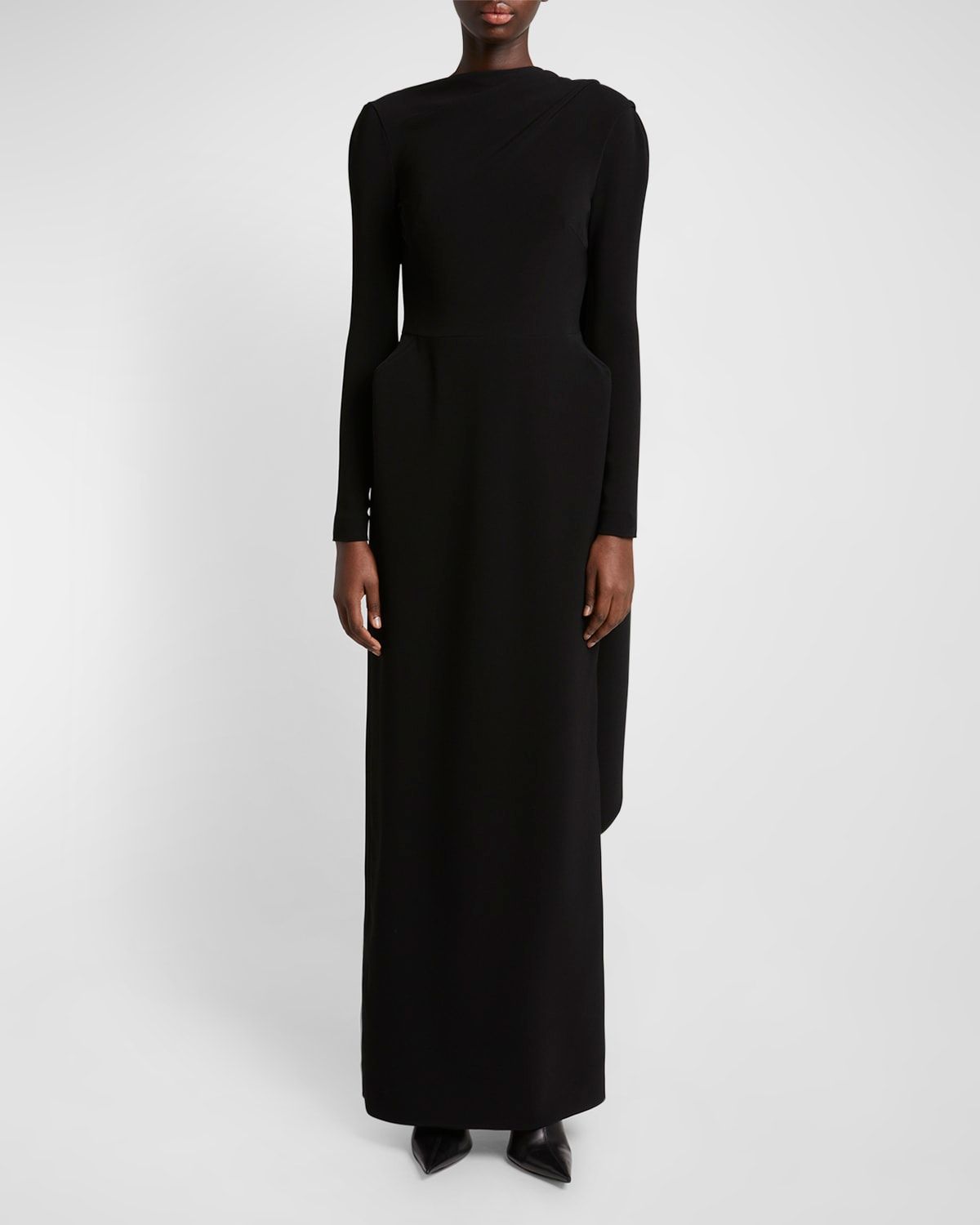Stretch Crepe Cape Gown