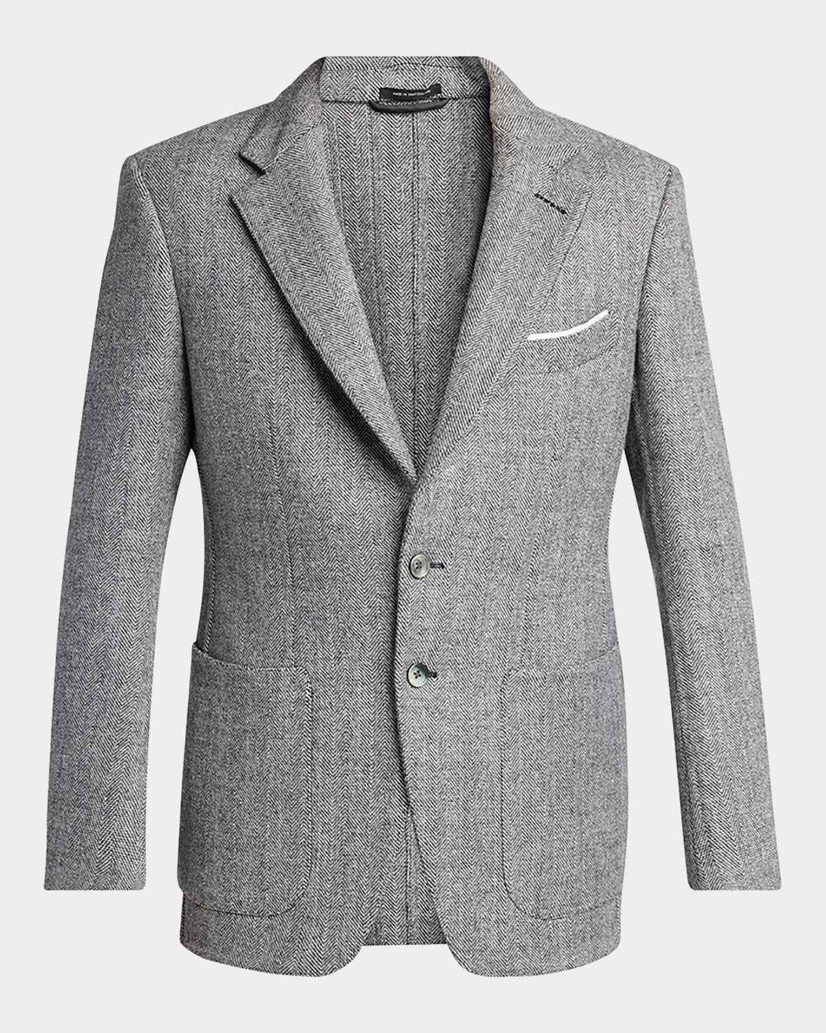 Men & apos;s Sharkskin Herringbone Double Splittable Jacket