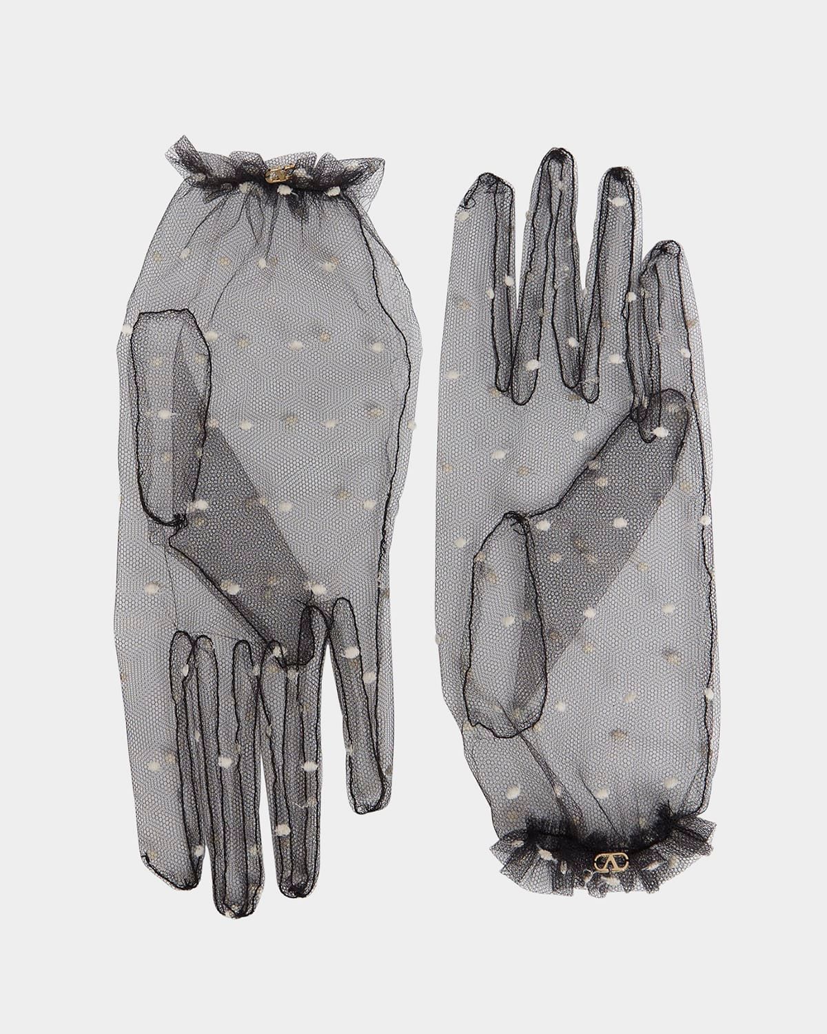 Polka Dot V-Logo Mesh Gloves