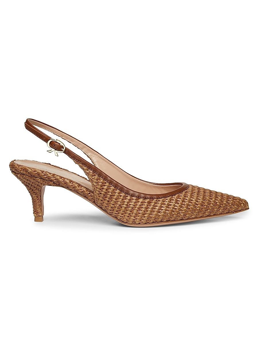 Women's Marbella 55MM Raffia & Leather Pumps - Tan - Size 12
