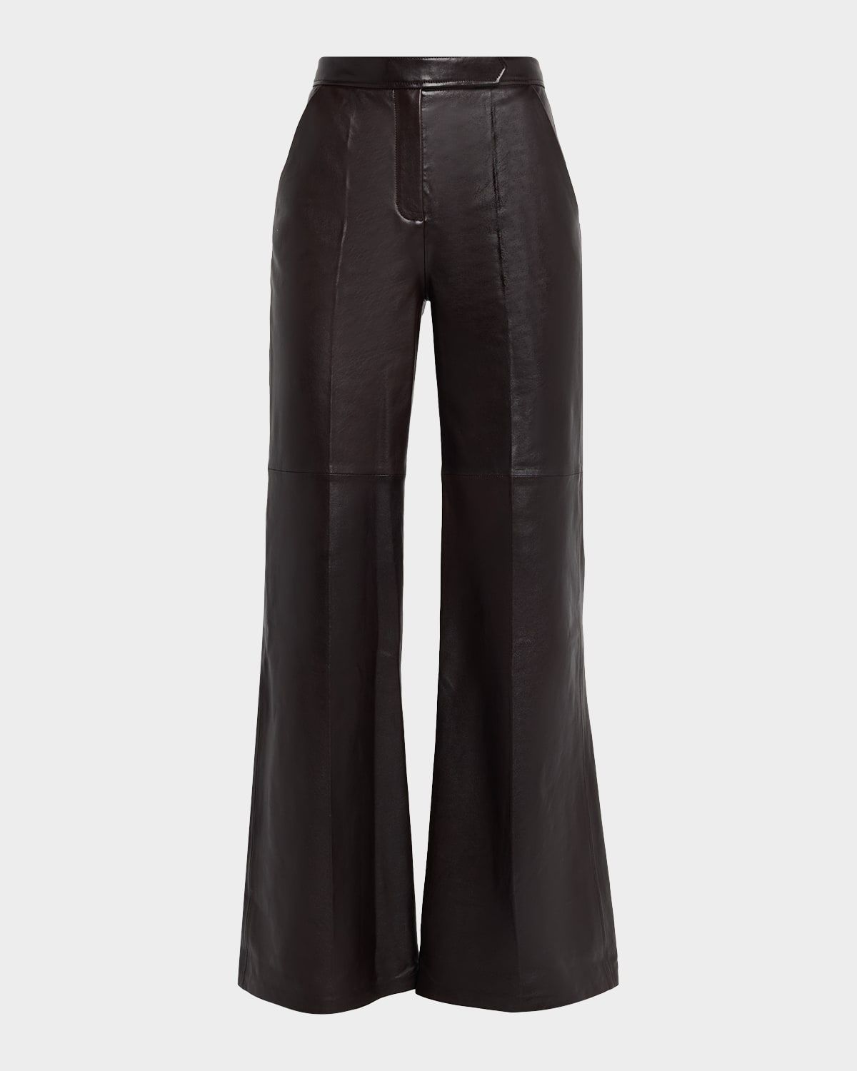 Sleek Statement Flare-Leg Leather Pants