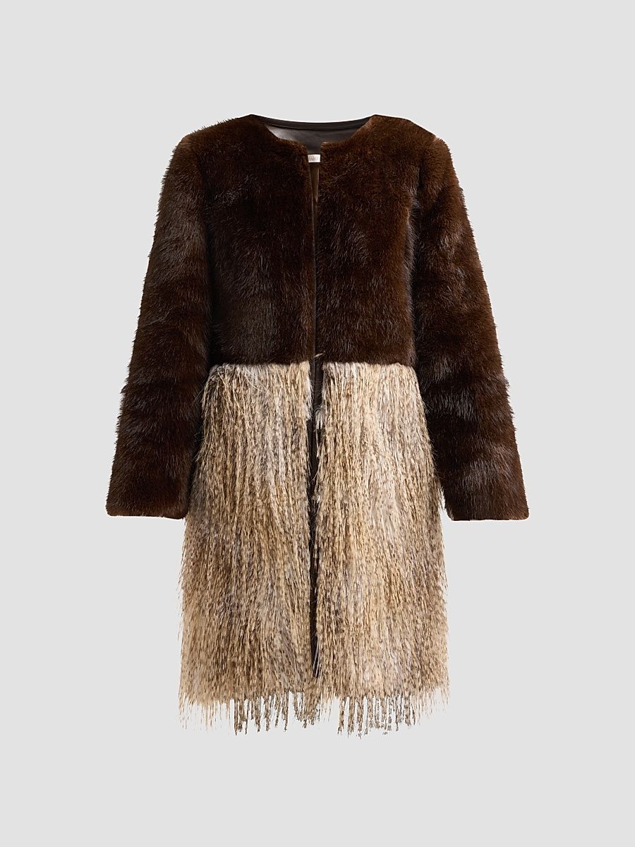 Women's Beverly Spliced Faux-Fur Jacket - Bone Faux Fur - Size Small