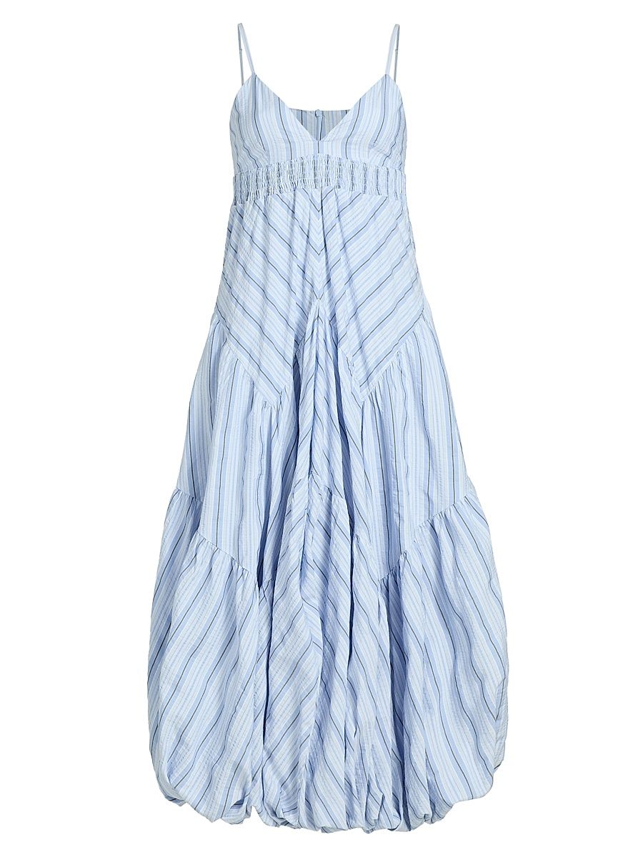 Women's Evory Striped Cotton-Blend Midi-Dress - Blue Multi - Size 16