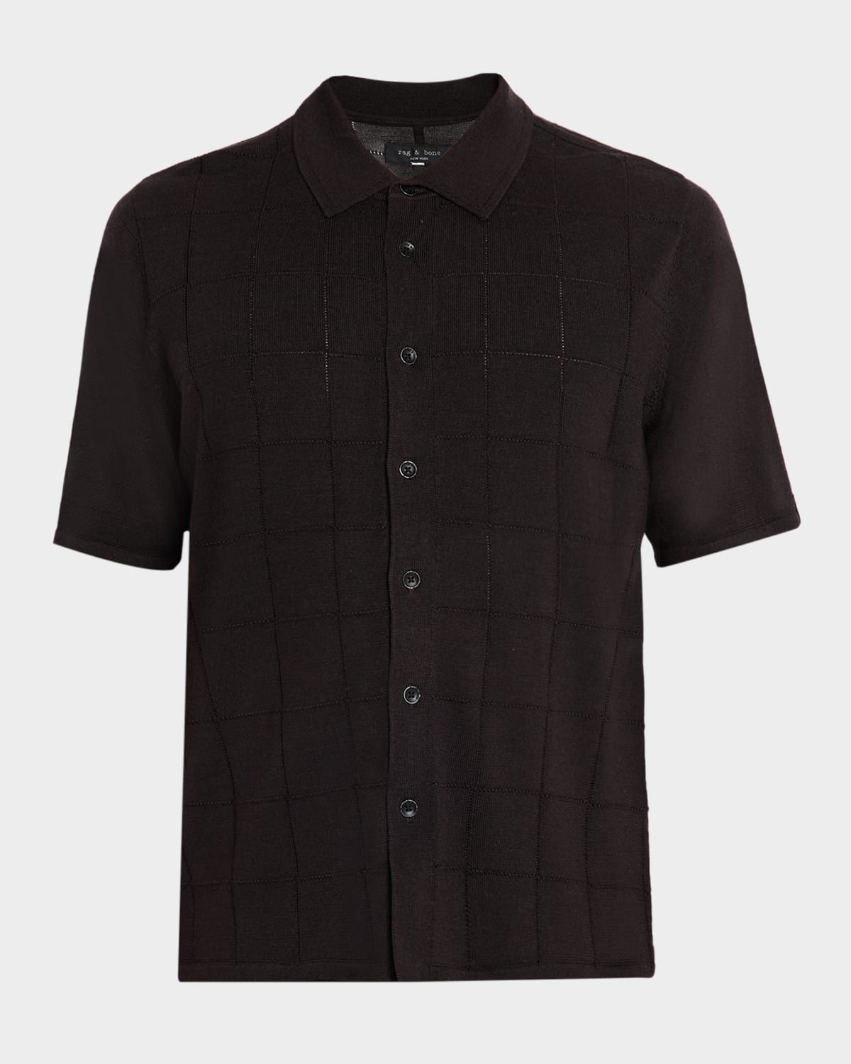 Men & apos;s Dalton Windowpane Knit Short-Sleeve Shirt
