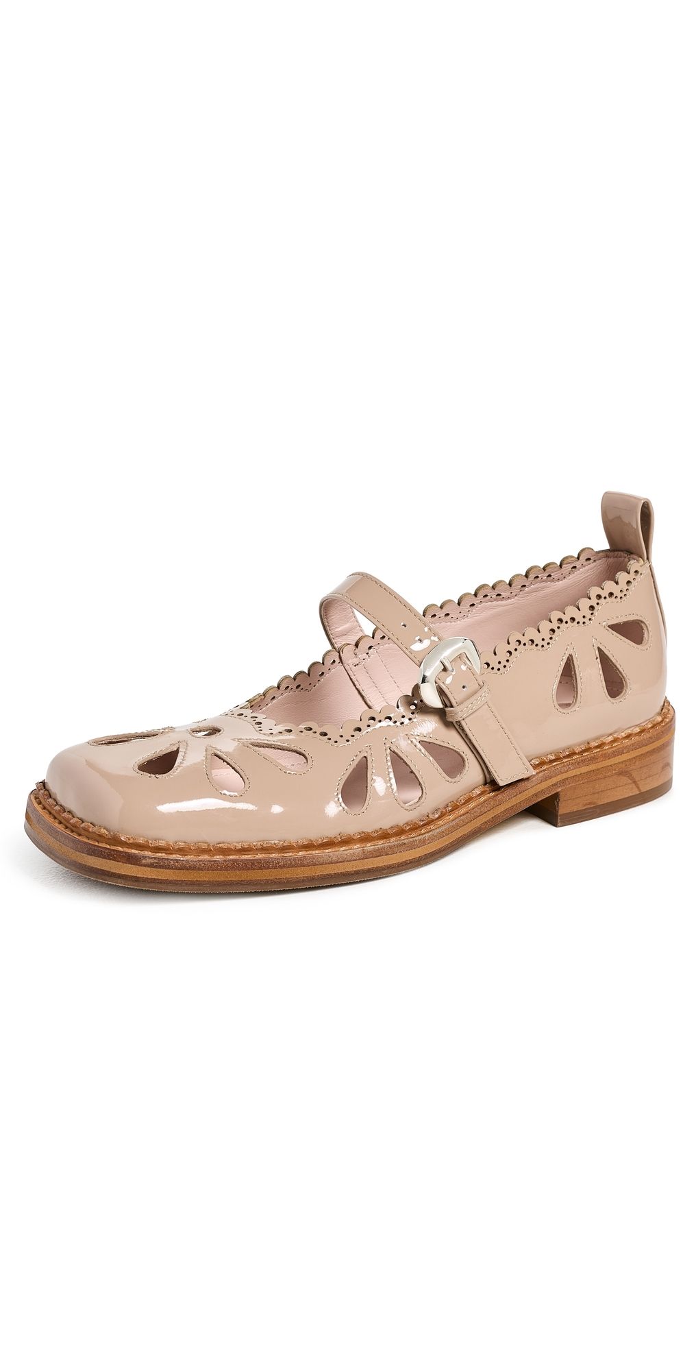 Simone Rocha Daisy Cutout Mary Jane Brogue Flats Almond 38