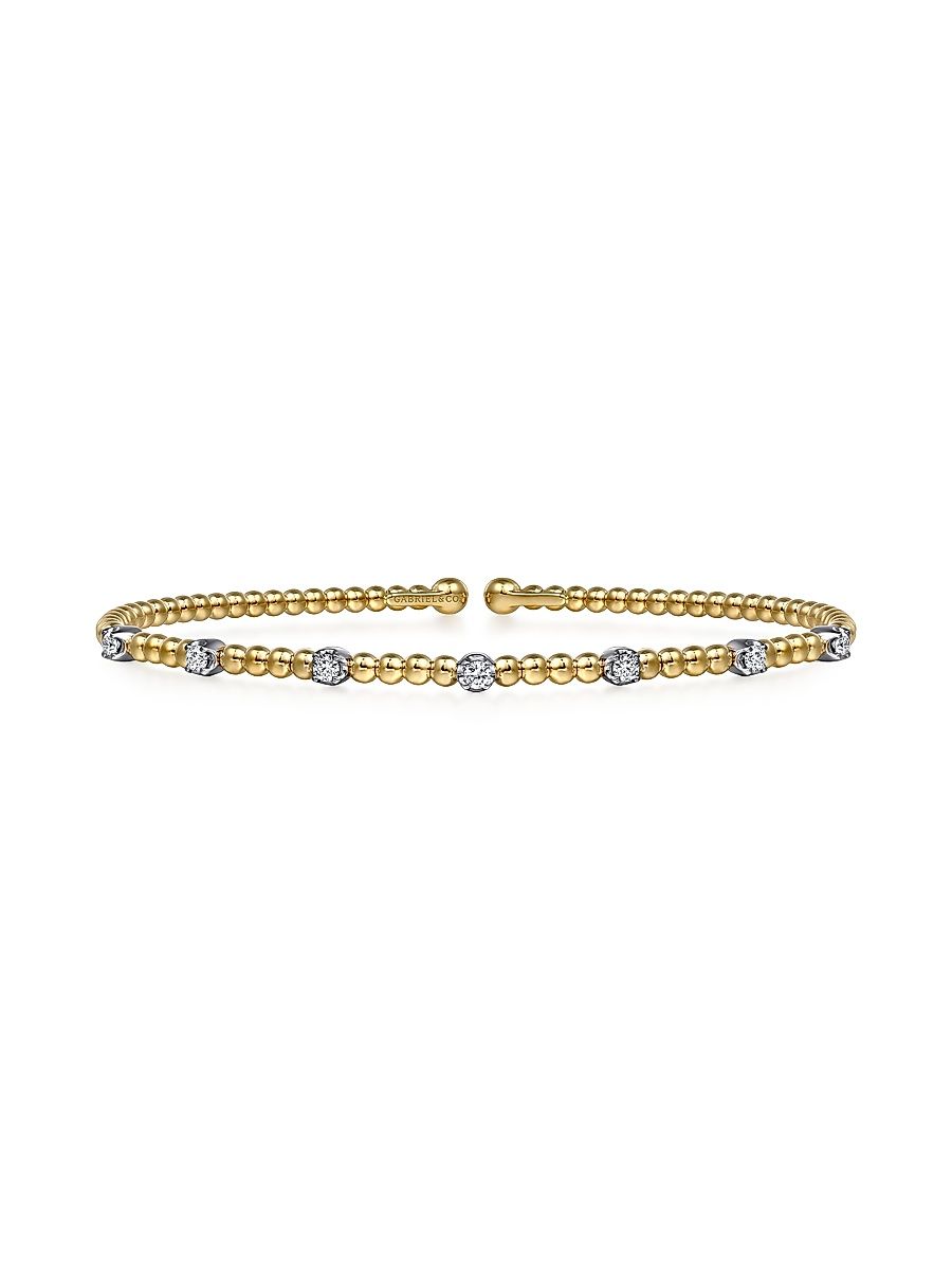 Women's Bujukan 14K White & Yellow Gold & 0.20 TCW Diamond Cuff Bracelet - Yellow Gold - Size 5.75