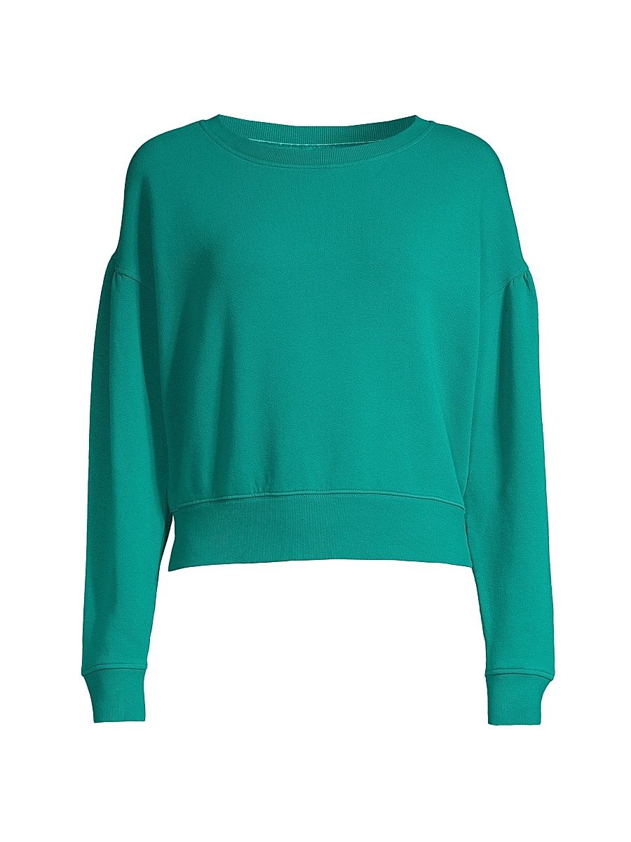 Women's Tenley Cropped Puff-Sleeve Sweatshirt - Flood - Size Medium