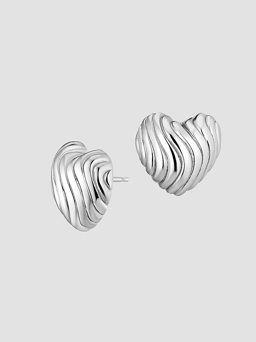 Women's Love Language Stud Earrings in Sterling Silver - Silver