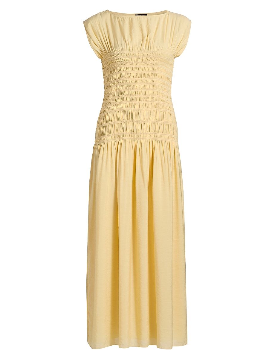 Women's Skye Shirred Maxi Dress - Pale Gold - Size XL