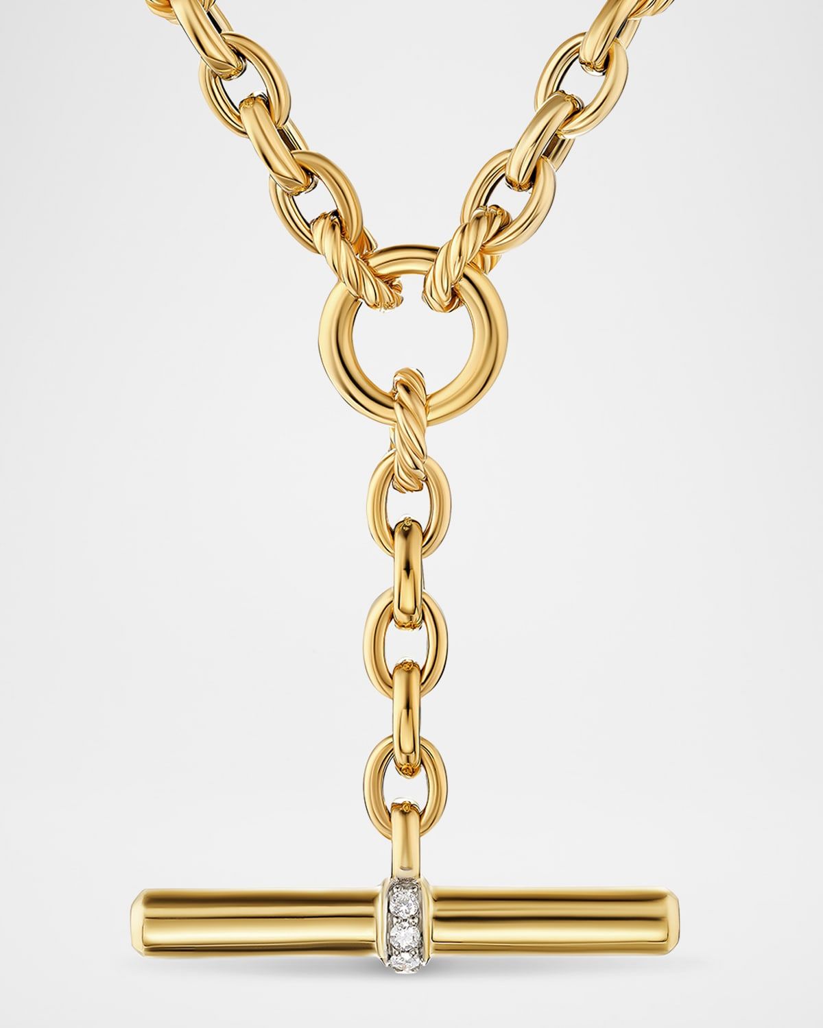DY Mercer Petite Toggle Necklace with Diamonds in 18K Gold, 4.5mm, 18"L