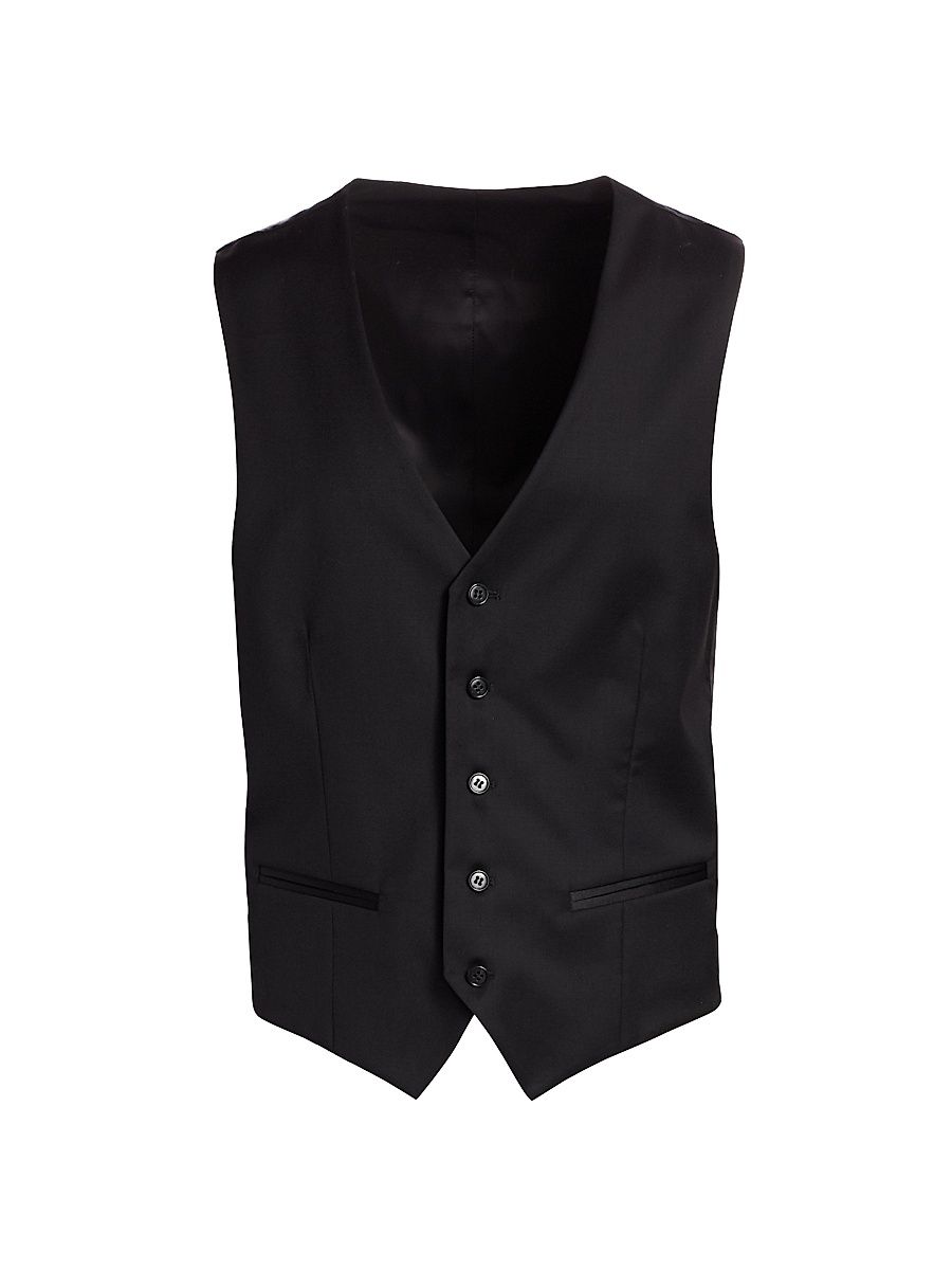 Men's COLLECTION Wool Vest - Black - Size 44