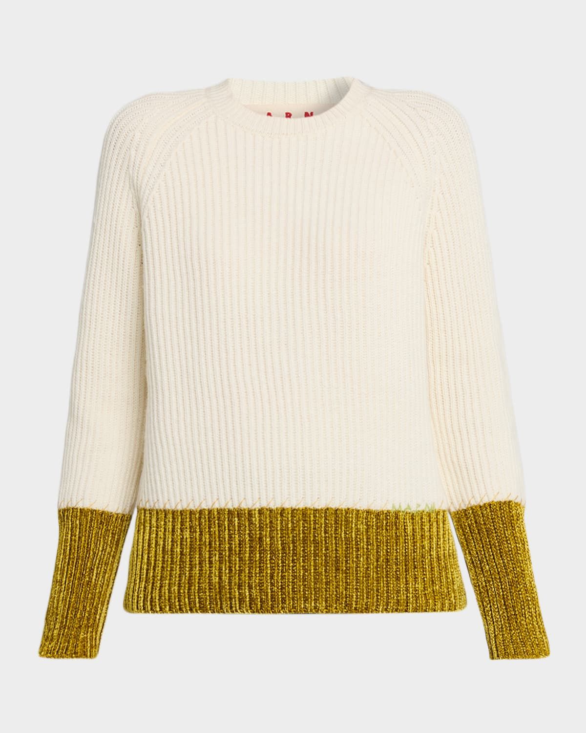 Colorblock Fisherman Rib Crewneck Sweater