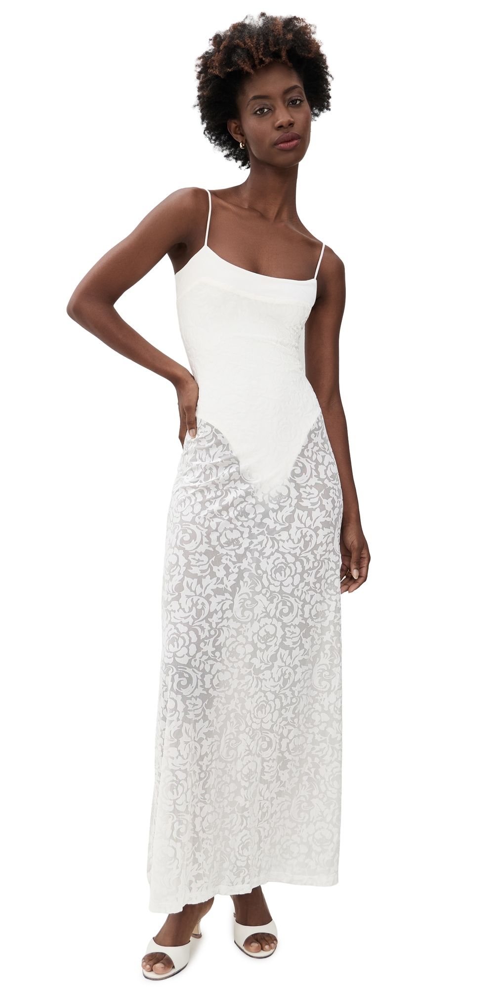 Runaway the Label Odelia Bodysuit Maxi Dress Ivory XS
