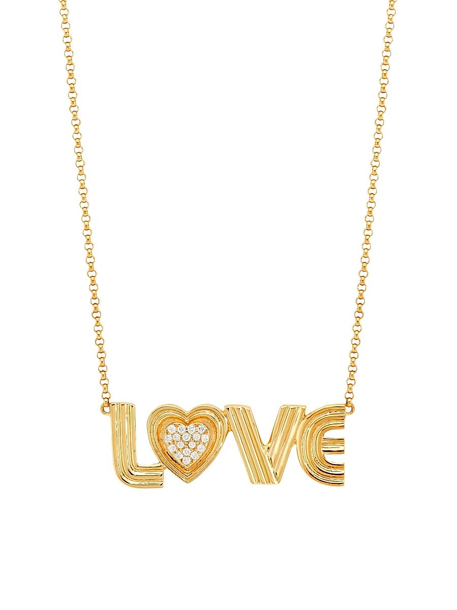 Women's 14K Yellow Gold & 0.5 TCW Diamond "Love" Pendant Necklace - Yellow Gold