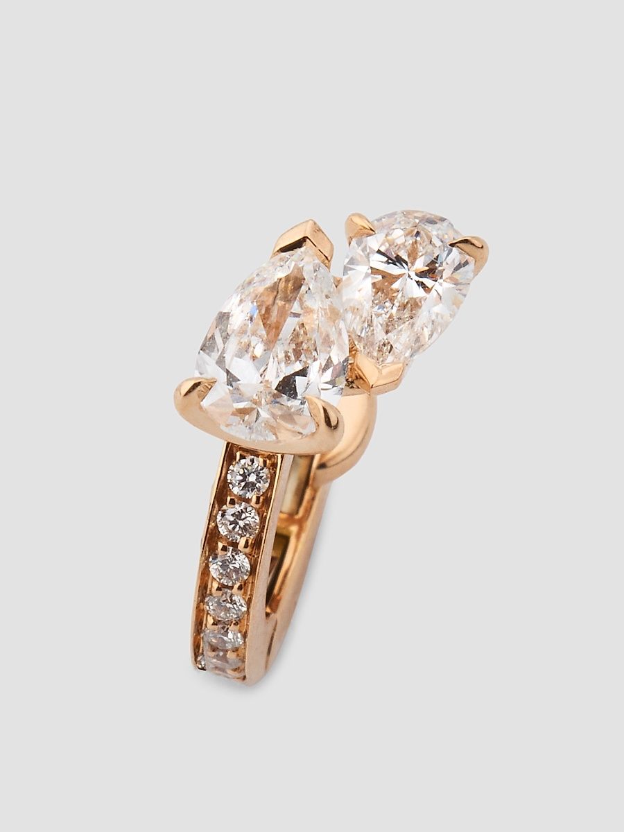 Women's Serti Sur Vide 0.58 TCW Diamond Right Single Earring - Pink Gold