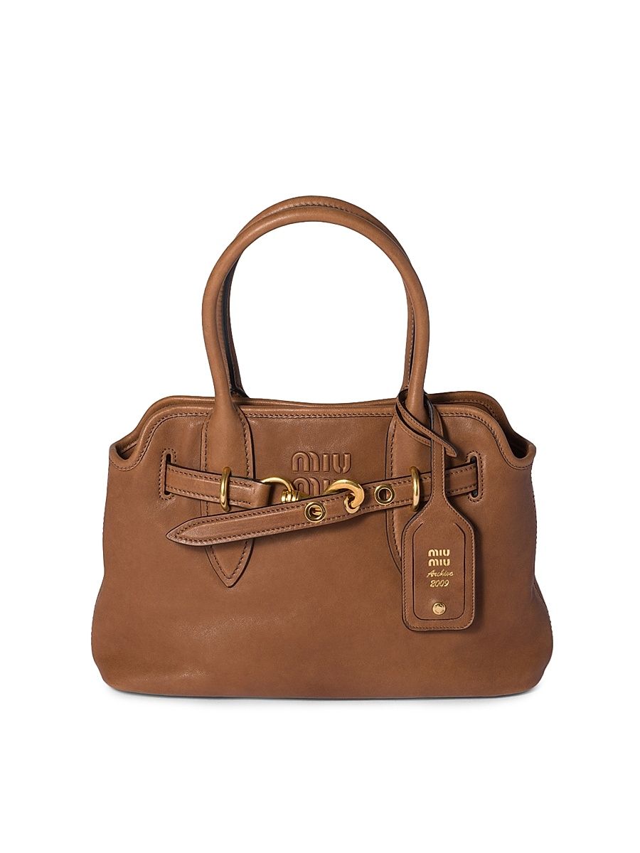 Women's Aventure Nappa Leather Top Handle Bag - Dark Brown