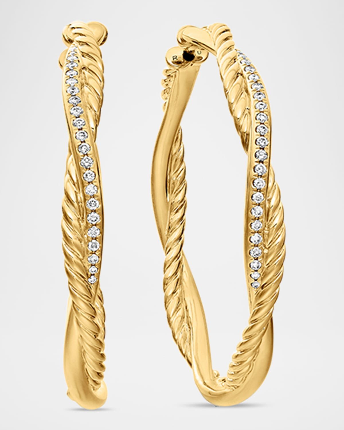 Petite Infinity Hoop Earrings in 18K Gold with Diamonds, 4mm, 1.65"L