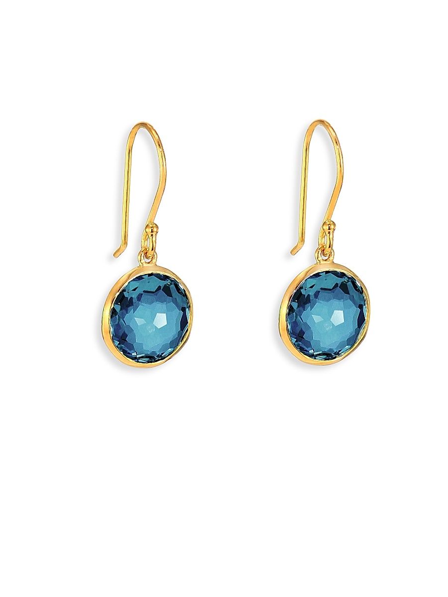 Women's Lollipop 18K Yellow Gold & Gemstone Mini Drop Earrings - Blue Gold