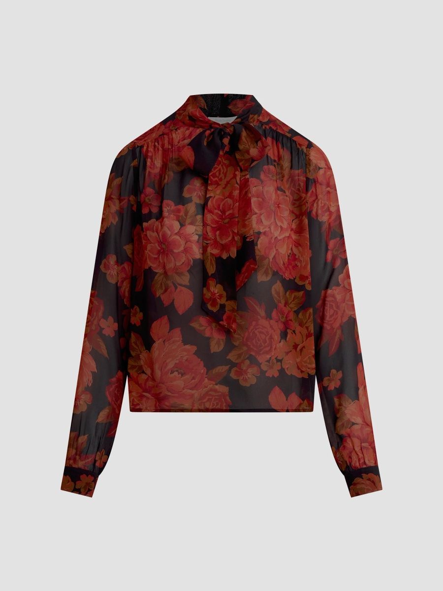 Favorite Daughter Women's The Simone Blouse - Wine Floral - Size XS
