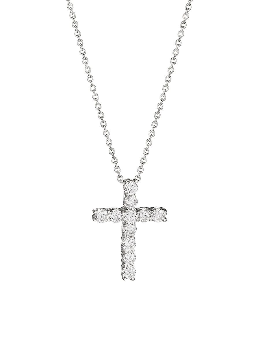 Women's 14K White Gold & 0.32 TCW Diamond Cross Pendant Necklace - White Gold