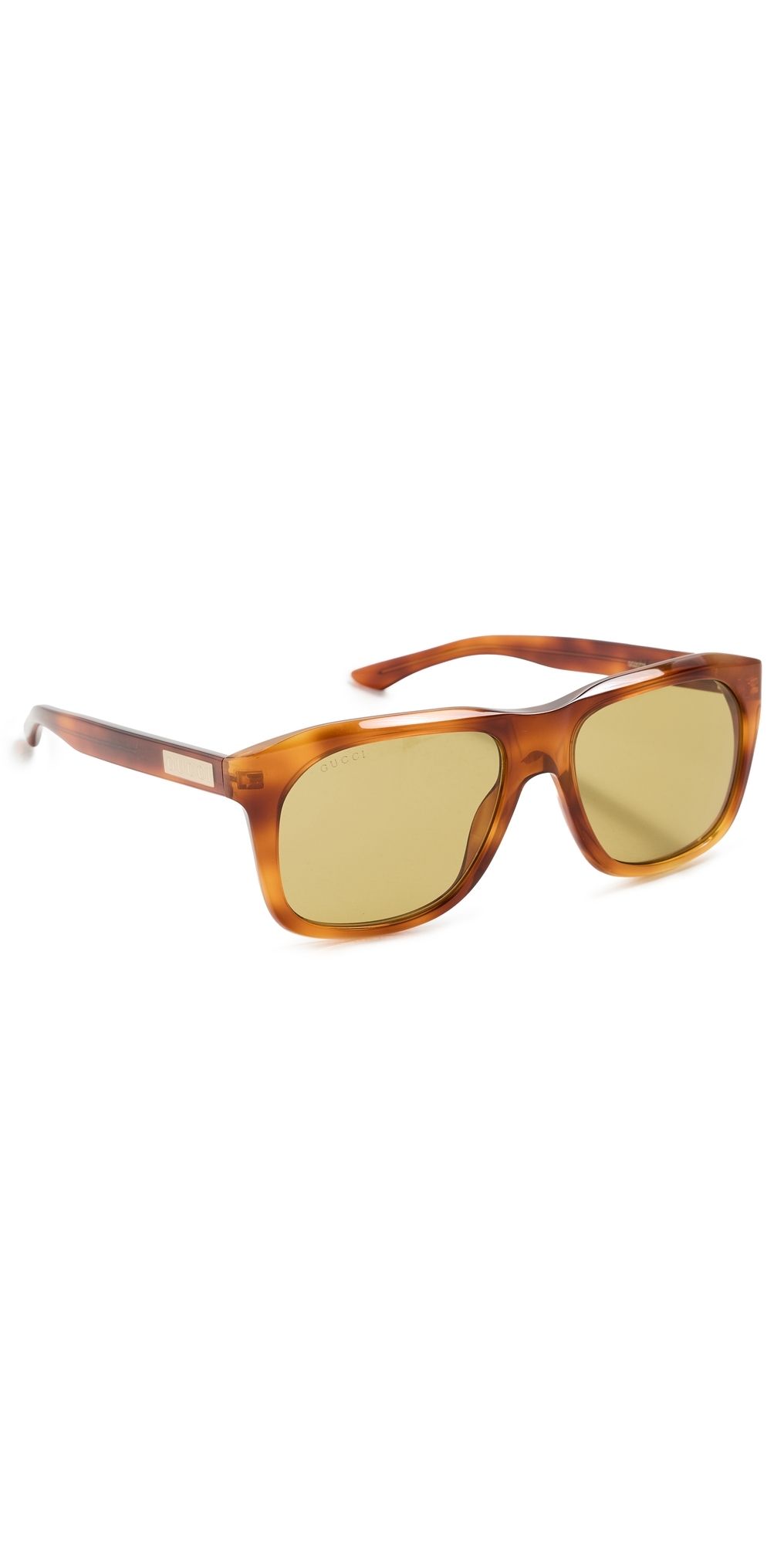 Gucci Logo Lettering Sunglasses Havana-Havana-Green One Size