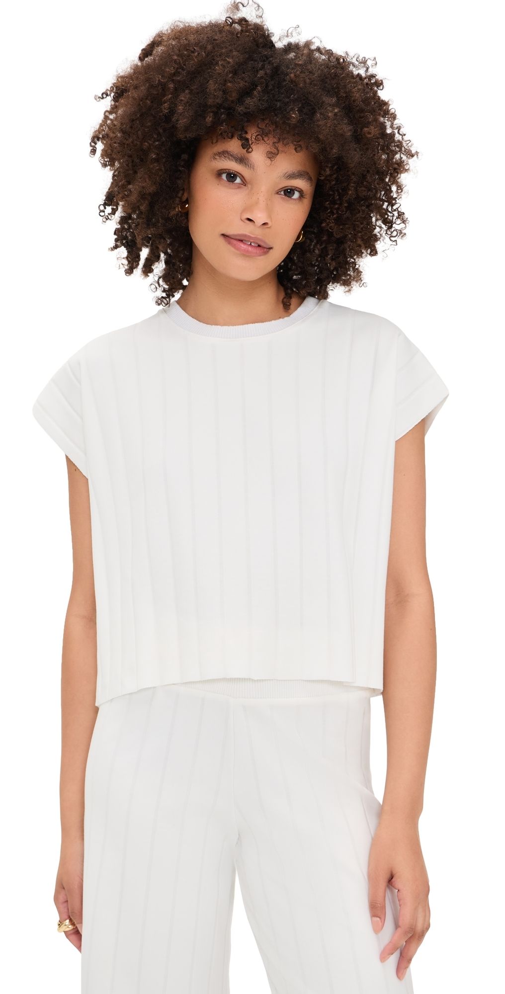 Splendid Splendid x @Cellajaneblog Wide Rib Short Sleeve Top White S