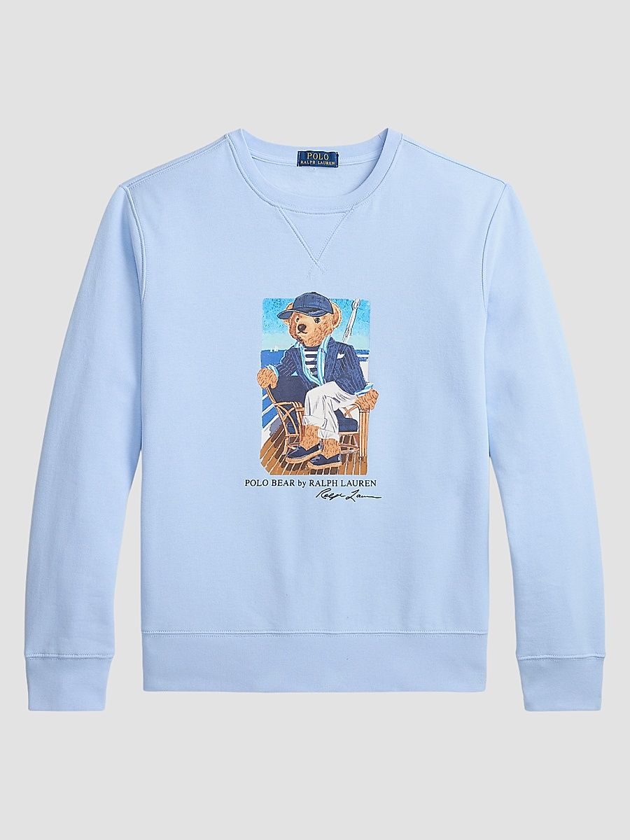 Men's Polo Bear Cotton Fleece Sweatshirt - Newport Bear Office Blue - Size XXL