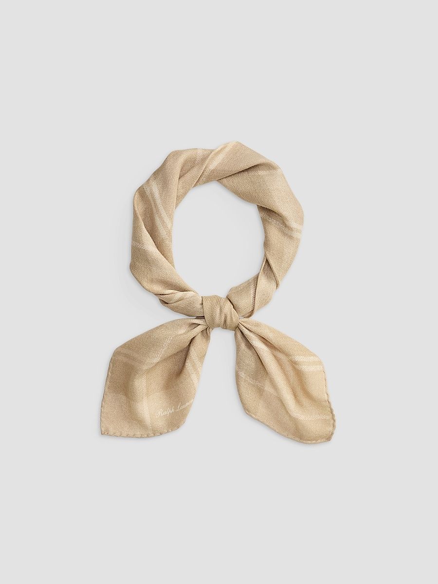 Men's Plaid Cashmere-Slk Neckerchief - Champagne