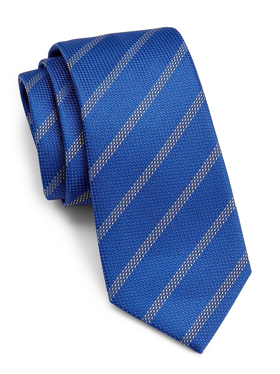 Men's Striped Silk Tie - Oltremarine Blue