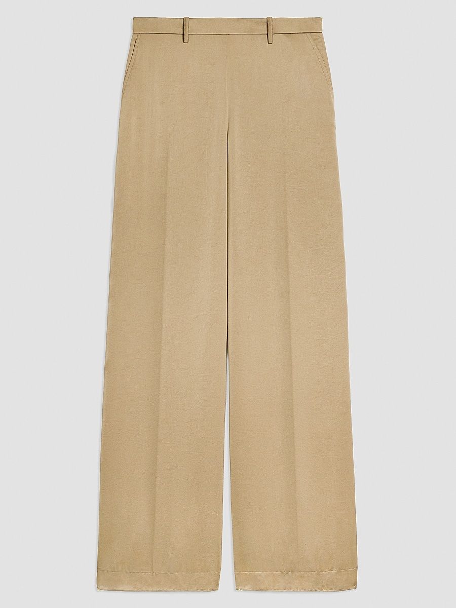 Women's Elasticized Waistband Satin Wide-Leg Pants - Mocha Taupe - Size 00