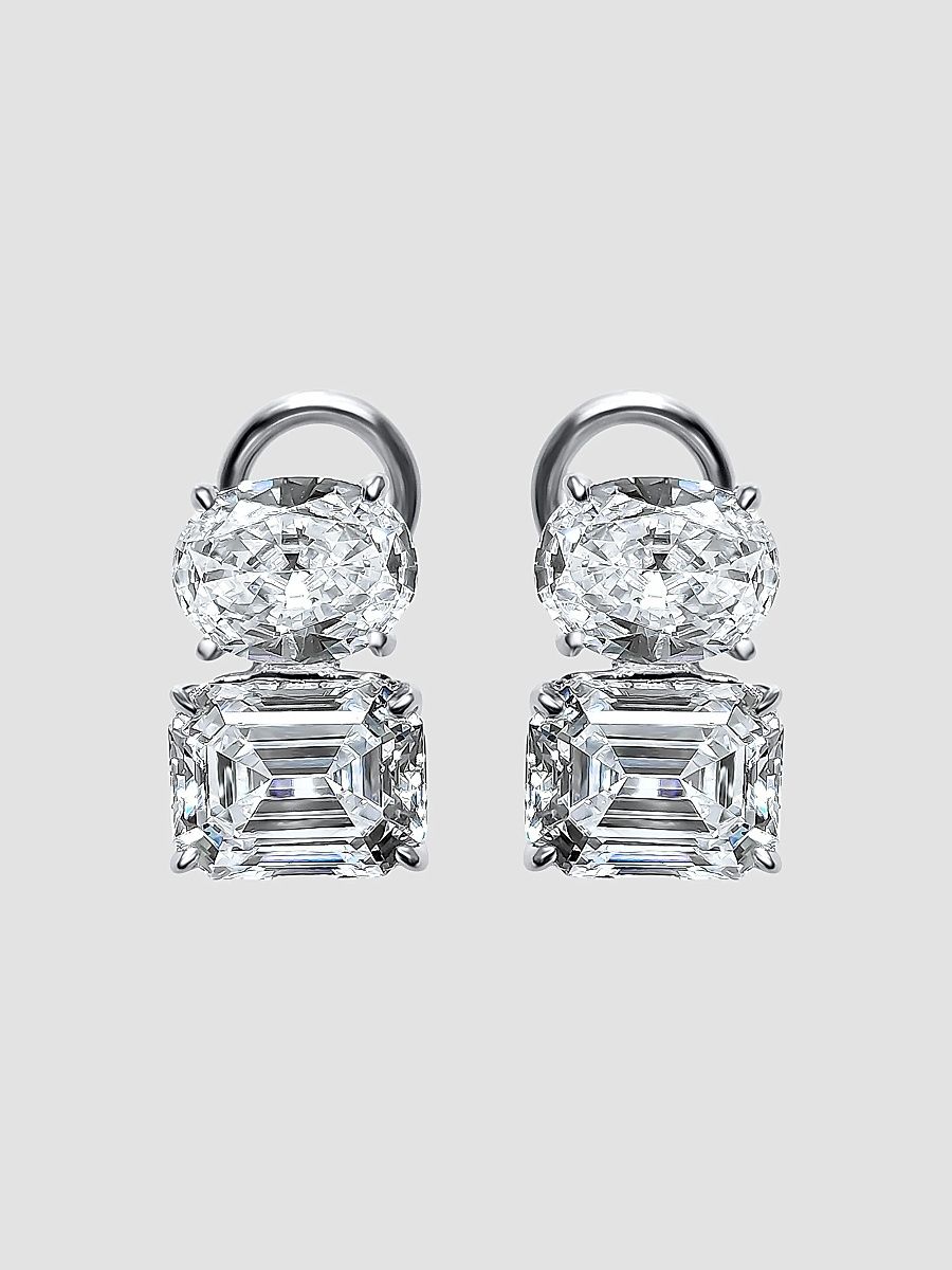 Women's Sterling Silver & 8.00 TCW Cubic Zirconia Double Stud Earrings - White