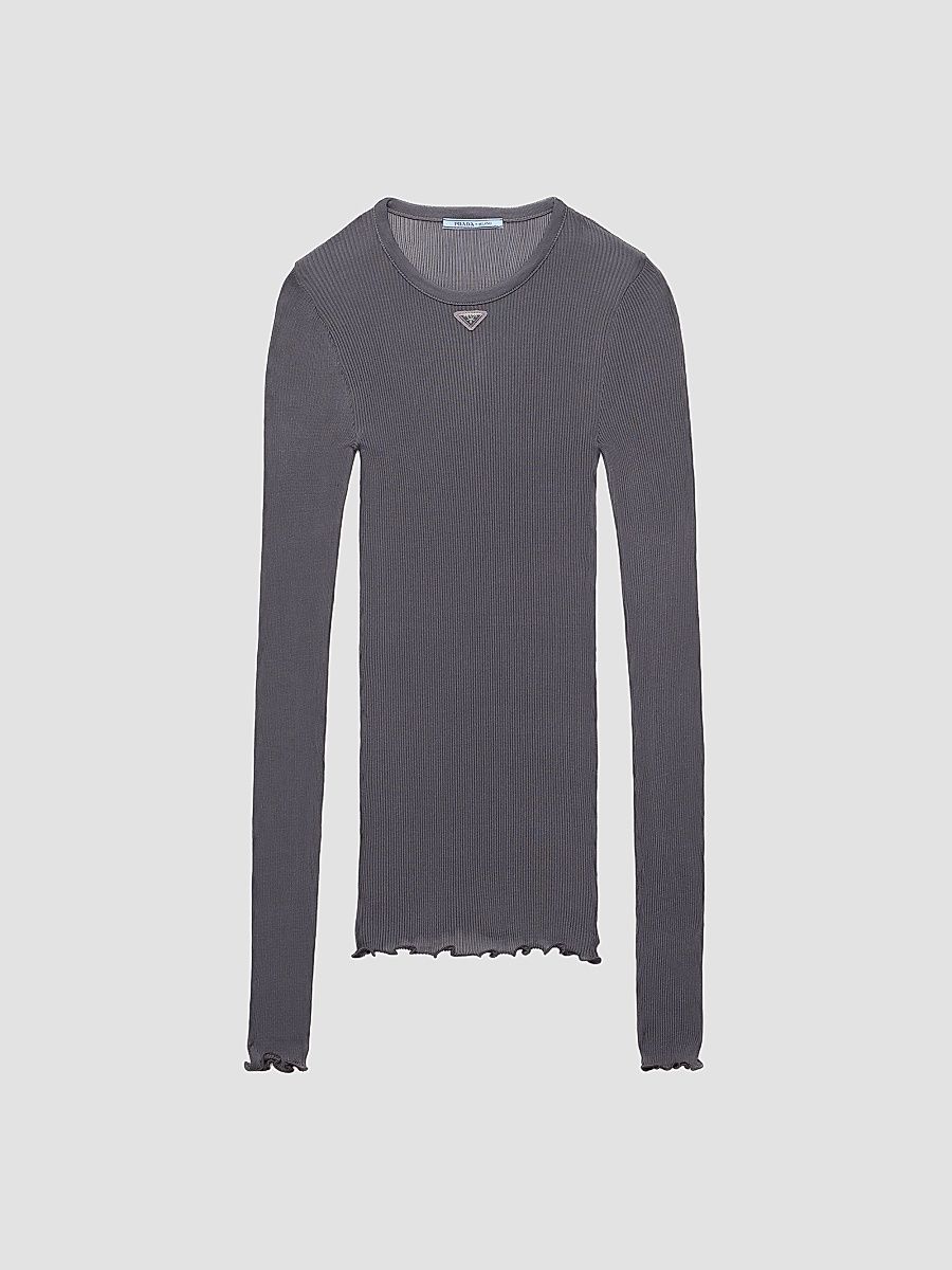 Women's Ribbed Knit Top - Grey - Size Large