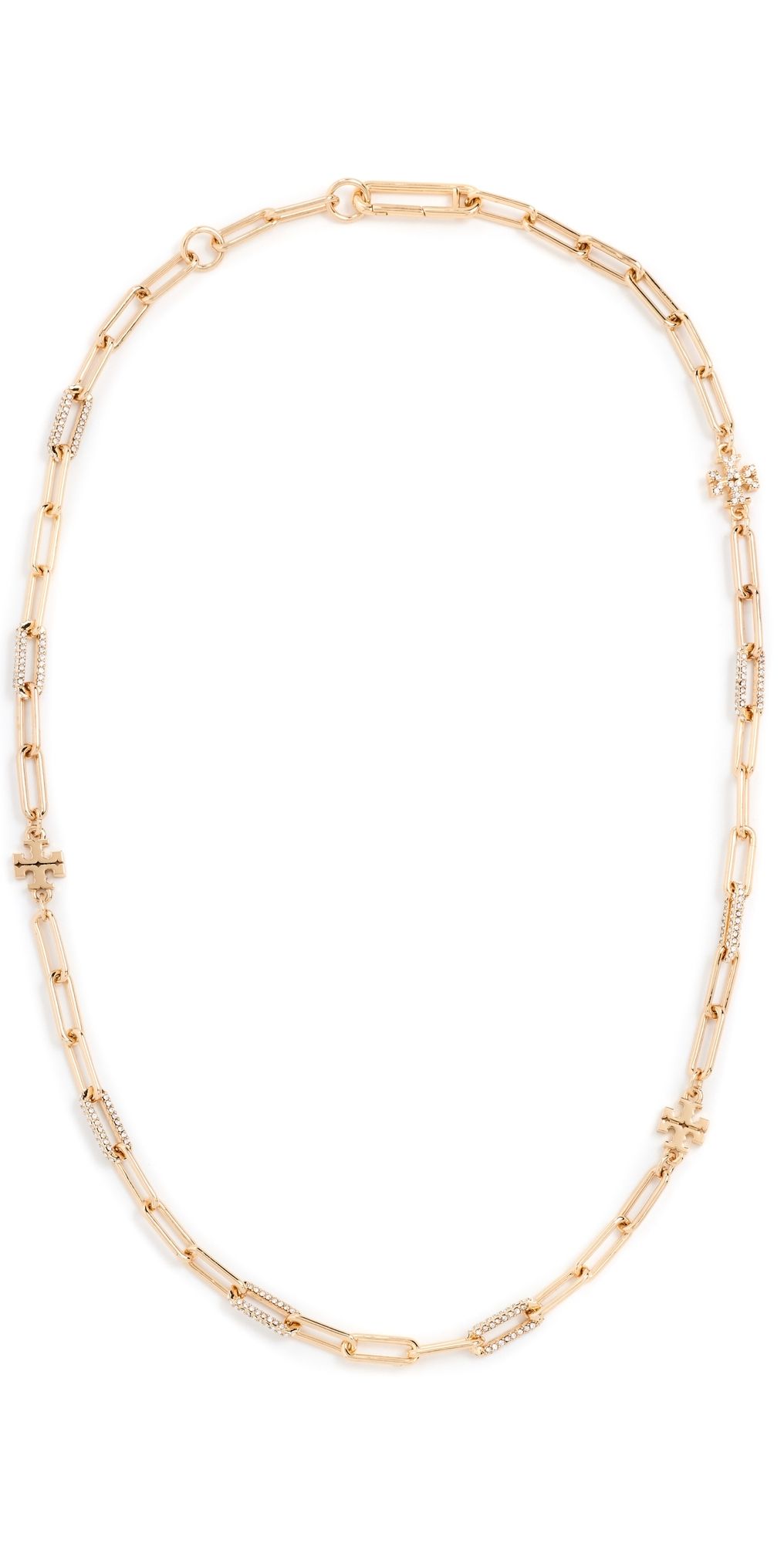 Tory Burch Icon Pavé Chain Necklace Tory Gold/Crystal One Size