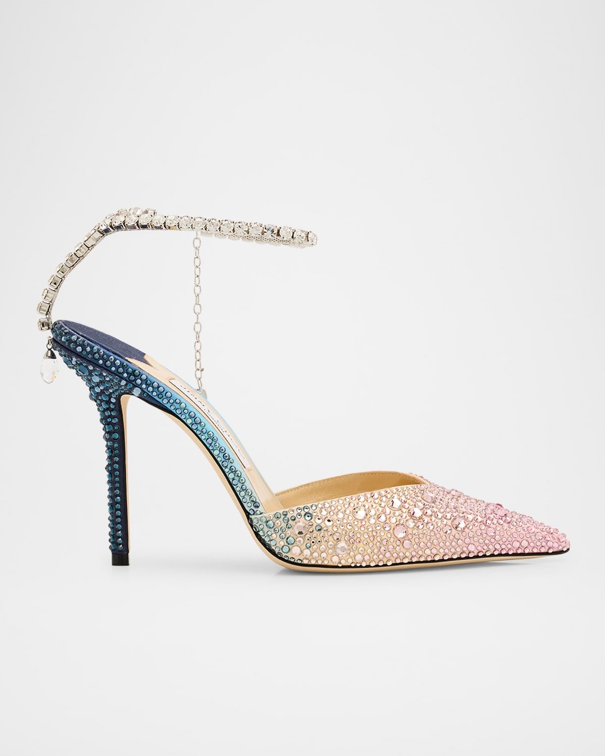Saeda Ombre Crystal Ankle-Strap Pumps