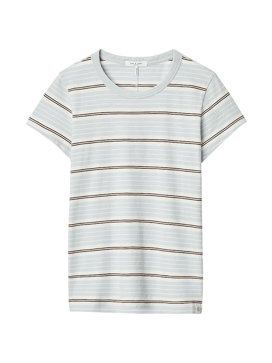 Women's The Slub Striped Pima Cotton T-Shirt - Light Blue Multi - Size XL