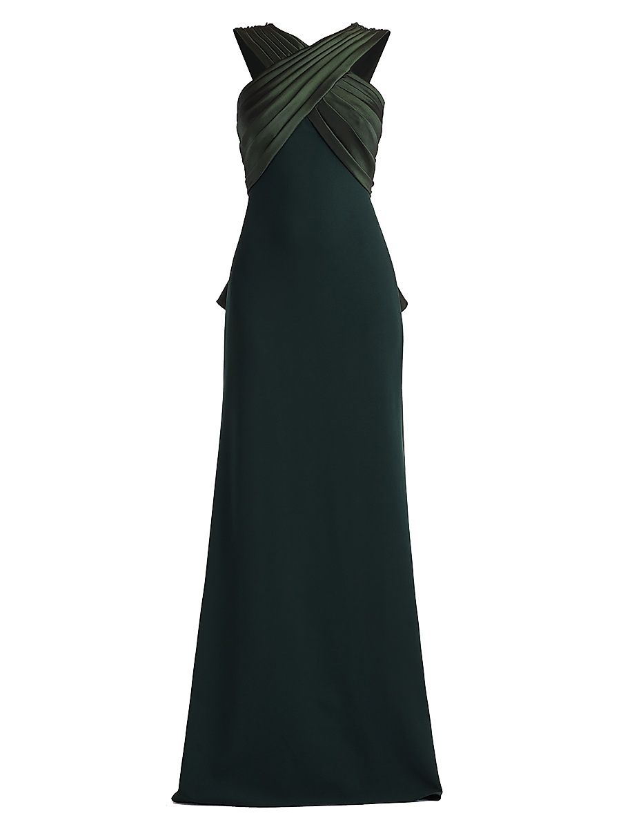 Women's Caro Cascading Halter Gown - Dark Forest - Size 12
