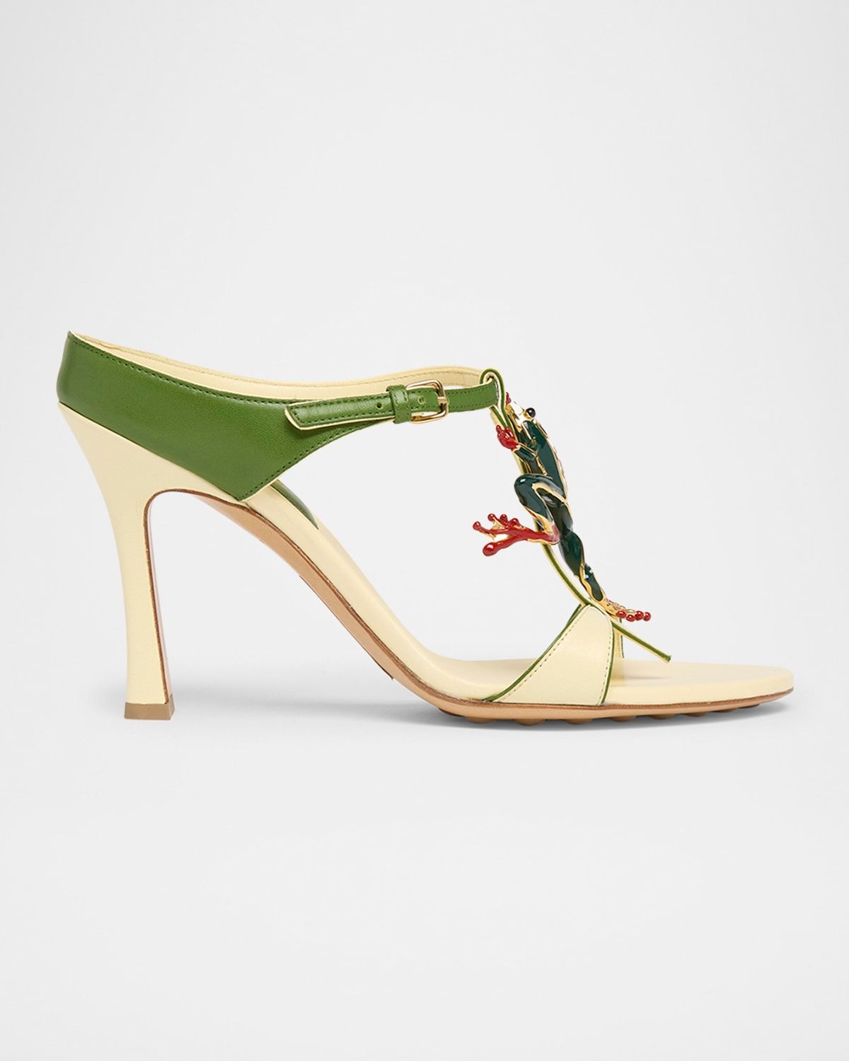 Rana Frog Embellished Leather Stiletto Mules